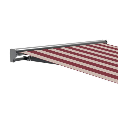 store banne coffre manuel 3x2,5m Rayures Grenat Polyester – Structure Semi-Coffre Aluminium Anthracite Plus - Toile Protection Solaire