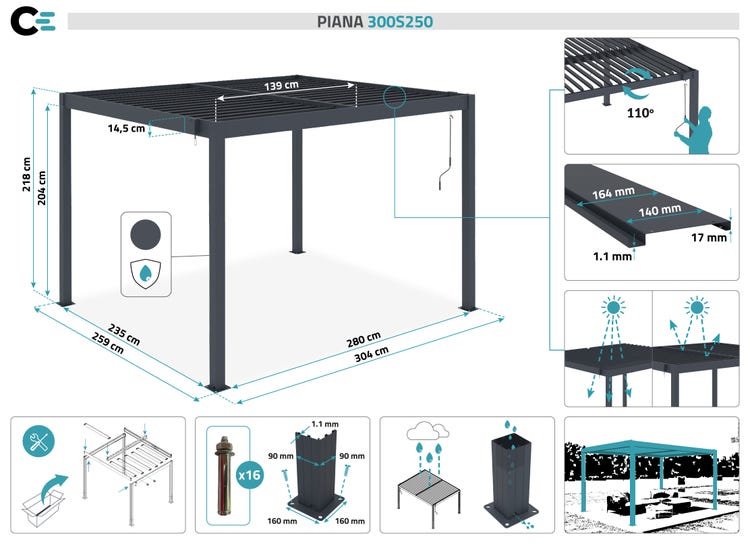 Pergola bioclimatique aluminium 4x3 m pergola jardin terrasse lames orientables