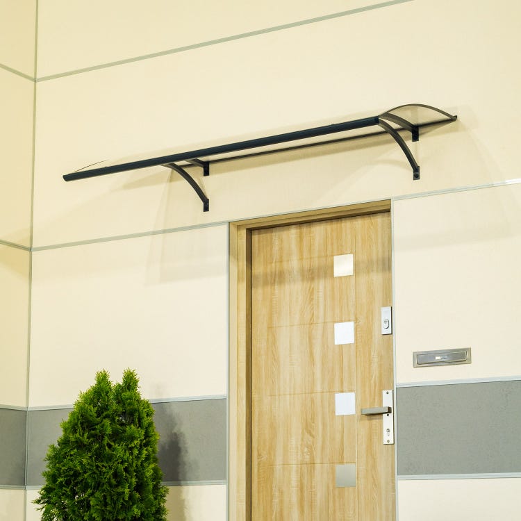 Marquise aluminium 160x85 cm – auvent courbé avec polycarbonate UV