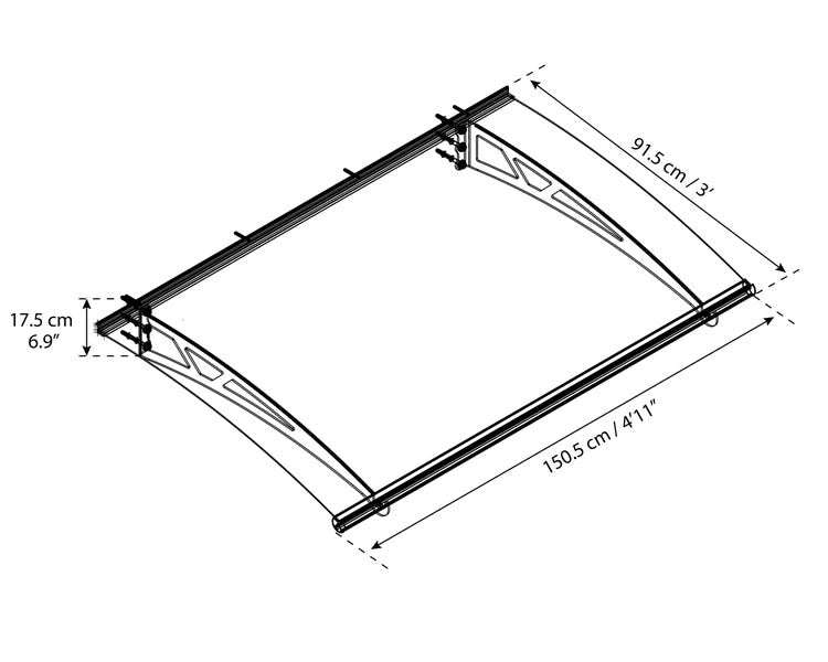 marquise aluminium moderne metal 150x90 cm