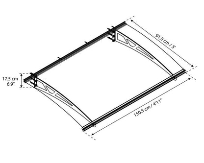 marquise aluminium moderne metal 150x90 cm