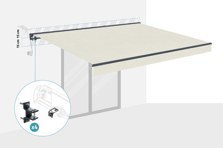store banne motorisé 4x3 msemi-coffre - Toile premium Beige