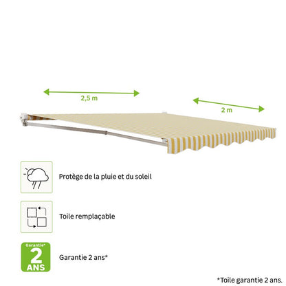 store banne 300 x 250cm manuel sans coffre pour terrasse - jaune
