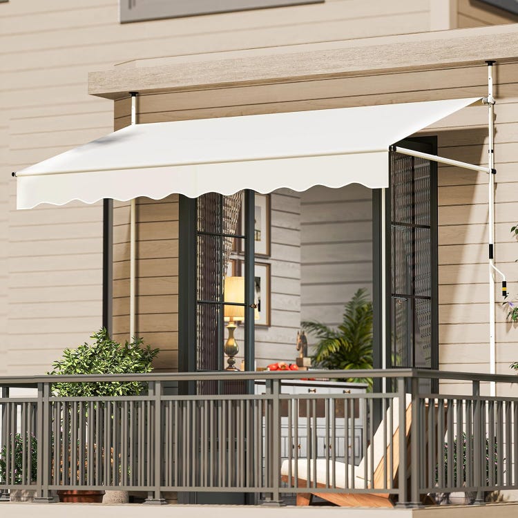 auvent terrasse retractable blanc de 200 à 400x120cm