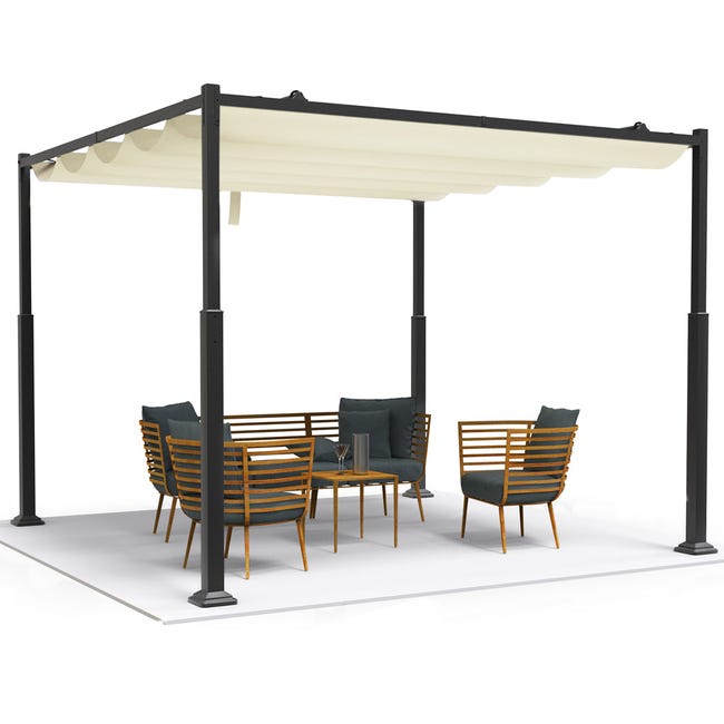 Pergola autoportante Beige en Acier 300x225cm 9.0 m²