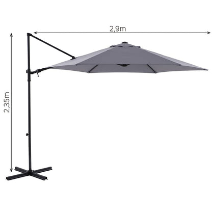 Parasol déporté rond anthracite L.290 x l.290 cm