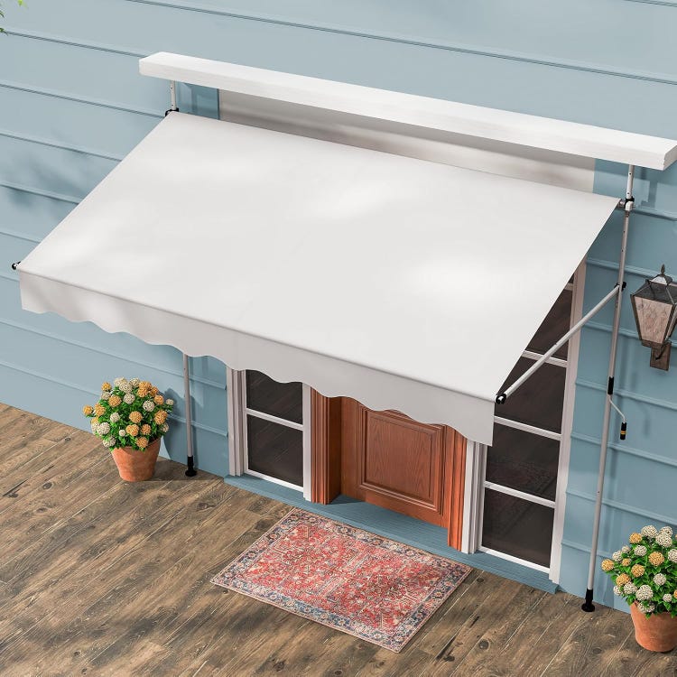 auvent terrasse retractable blanc de 200 à 400x120cm