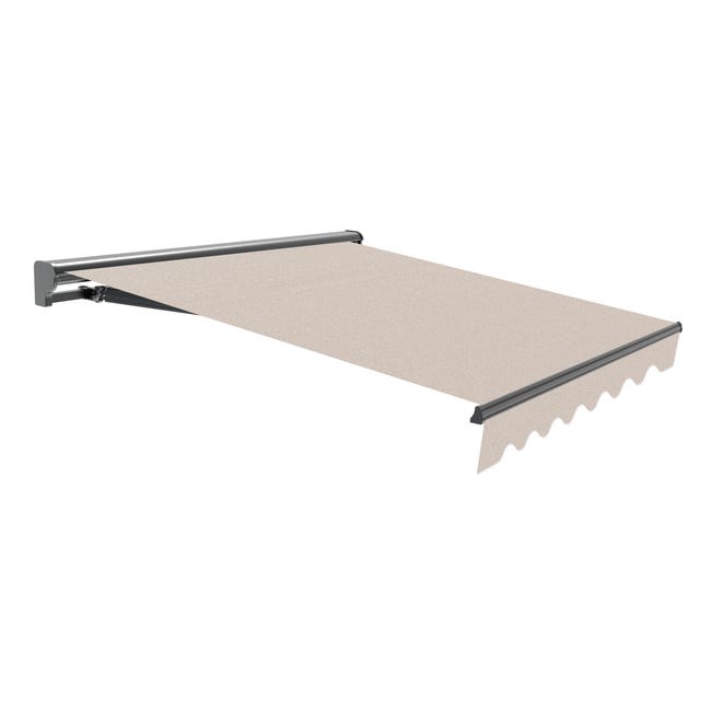 Store banne manuel 3x2,5m Sable Polyester – Structure Semi-Coffre en Aluminium - Toile Protection Solaire
