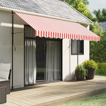 auvent toile pour terrasse 330x245cm blanc et rouge en tissu imperméable