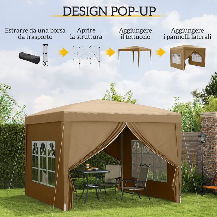 Tonnelle de Jardin 3x3m，Hauteur Réglable