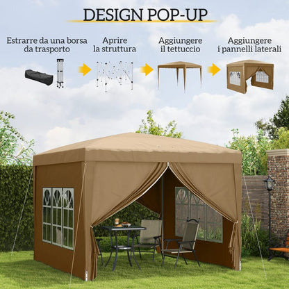 Tonnelle de Jardin 3x3m，Hauteur Réglable