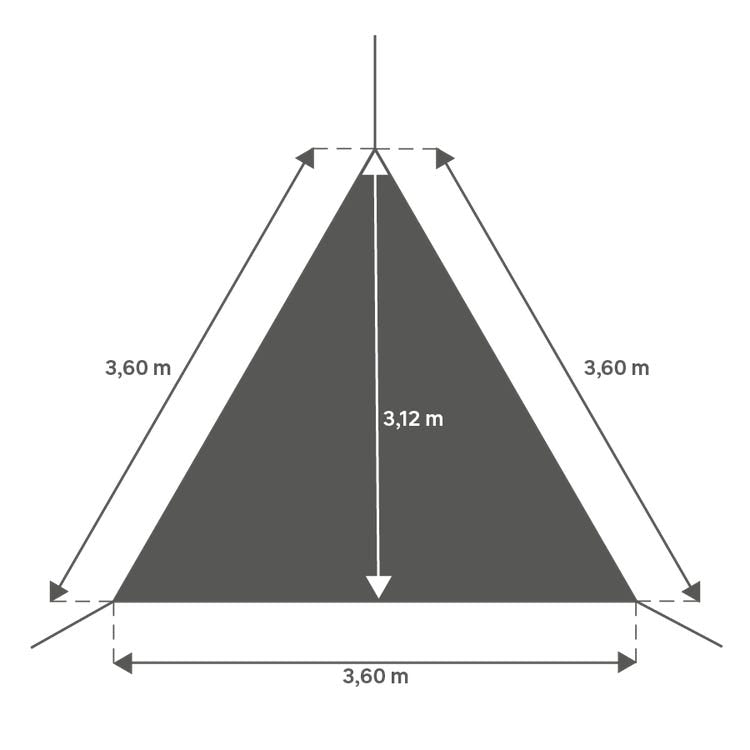 Voile d'ombrage polyester triangulaire gris L.360xl.360cm