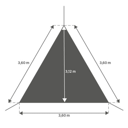 Voile d'ombrage polyester triangulaire gris L.360xl.360cm