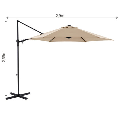 Parasol déporté rond taupe L.290 x l.290 cm