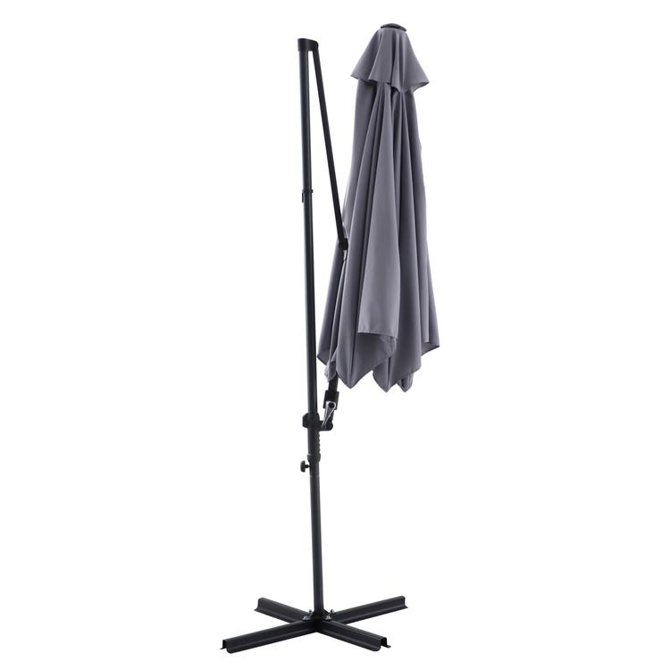 Parasol déporté rond anthracite L.290 x l.290 cm