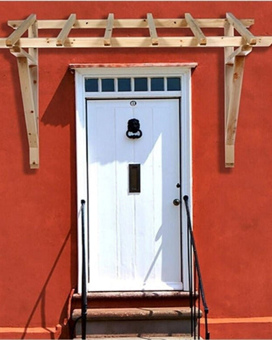 auvent de porte bois, marquise de porte en bois 100x80cm