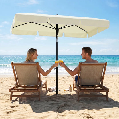 Parasol de jardin droit rectangulaire inclinable 2 x 1,3 m beige clair