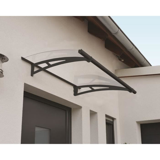 marquise pour porte d'entrée 91,5 1x150cm, Gris foncé/Transparent