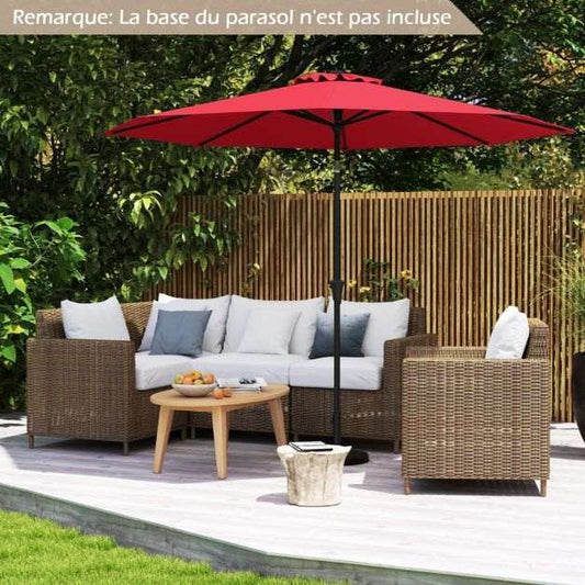 Parasol rouge inclinable Ø 2,7 m 8 baleines – Pour terrasses et jardins