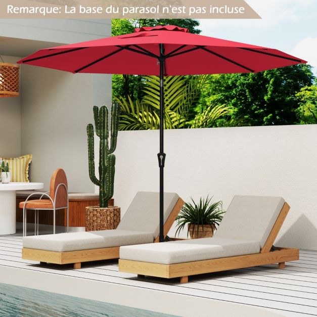 Parasol rouge inclinable Ø 2,7 m 8 baleines – Pour terrasses et jardins