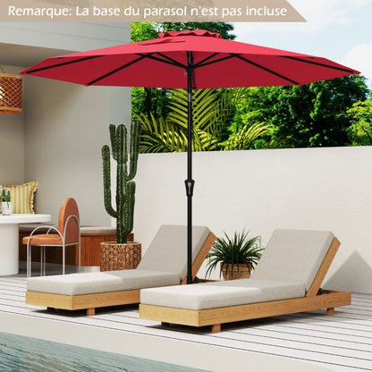 Parasol rouge inclinable Ø 2,7 m 8 baleines – Pour terrasses et jardins
