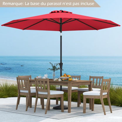 Parasol rouge inclinable Ø 2,7 m 8 baleines – Pour terrasses et jardins