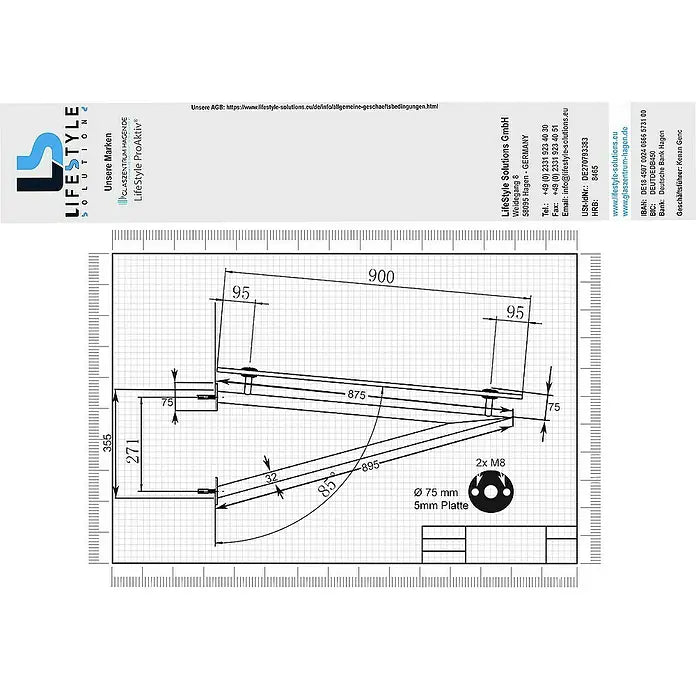 marquise aluminium verre Glaszen 190x90 cm