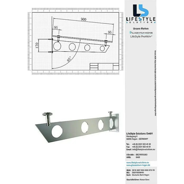 marquise aluminium verre Glaszen 190x90 cm