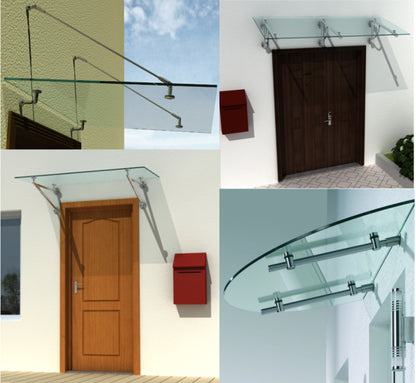 Auvent en verre - Verre trempé (ESG) Verre transparent en acier inoxydable