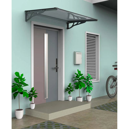 marquise moderne porte d'entrée en aluminium 120 x 90 cm incliné argenté KEPLER
