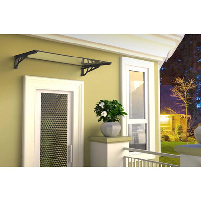 marquise moderne porte d'entrée en aluminium 120 x 90 cm incliné argenté KEPLER