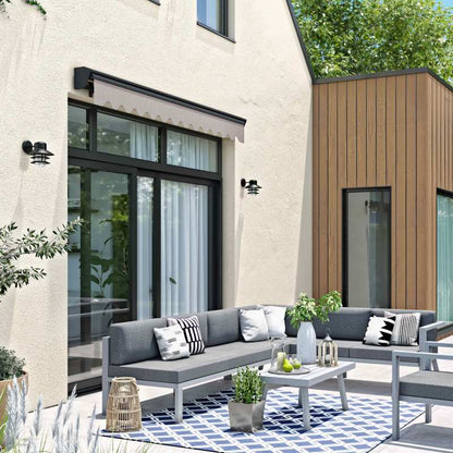 Store banne avec manivelle Sable Polyester – Structure Semi-Coffre en Aluminium