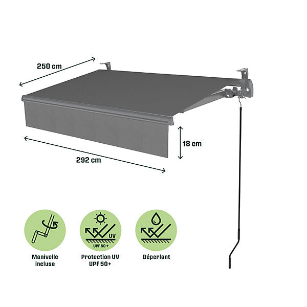stores bannes manuels sans coffre gris 3 x 2,5 m