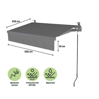 stores bannes manuels sans coffre gris 3 x 2,5 m