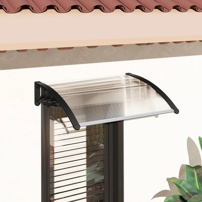auvent de porte marquise 80x60cm transparent noir en polycarbonate